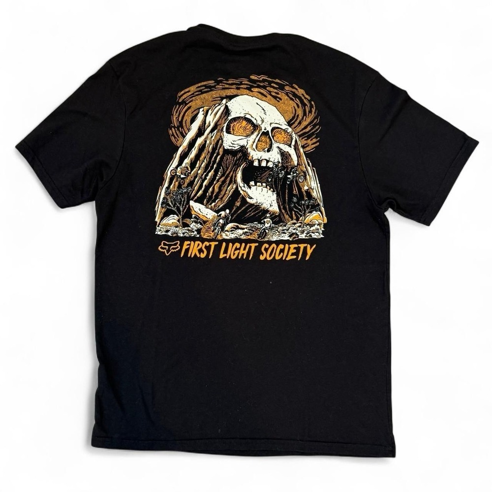 Fox Racing First Light Society Black Lightweight T-Shirt Men's Large Grunge Y2K